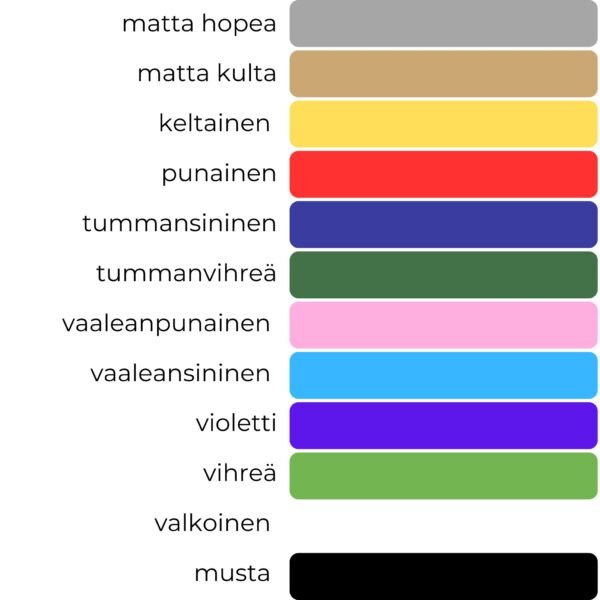 Silityskalvo omalla tekstillä, sileä perusvärit